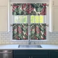 thumbnail image 3 of Tropical Kitchen Curtains Set with Palm Tree and Bright Flower Print, 27.5x24 Inch Polyester 3 Piece Drapes for Seasonal Décor, 3 of 6