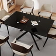 thumbnail image 1 of 51.18" Rectangular Clear Tempered Glass Dining Table with Black Metal Legs, Modern Kitchen Table for Dining Room, Easy to Assemble, 4-6 Seater, 1 of 11