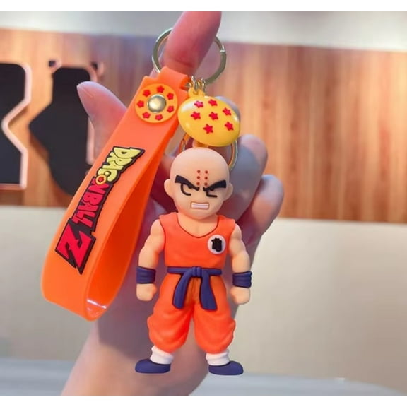 Krillin Figure 3D Keychain Keyring with clip and Lanyard Strap