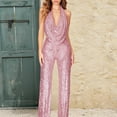 thumbnail image 5 of Ankishi Sequin Jumpsuits for Women Deep V Sparkly Halter Cowl Neck Sparkly Jumpsuits Clubwear Outfit for Night Club Dating, 5 of 7