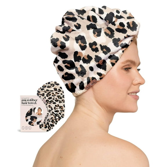 Kitsch Microfiber Hair Towel Wrap - Leopard, 1 Count
