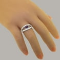 thumbnail image 6 of LBG British Made 925 Sterling Silver Natural Amethyst & Cubic Zirconia Womens Promise Ring - 33 size options - Size 6.5, 6 of 7