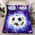 thumbnail image 2 of Homewish Soxxer Sport Game Twin Sheet Sets,Football Lovers Twin Fitted Sheet,Purple White Flat Sheet For Boys Kids,Super Cozy Room Decor,3-Piece, 2 of 7