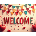 thumbnail image 4 of Welcome Party Banner Colorful Hearts Stars Backdrop Background Decorations Home Event Photography Props Party Supplies, 4 of 4