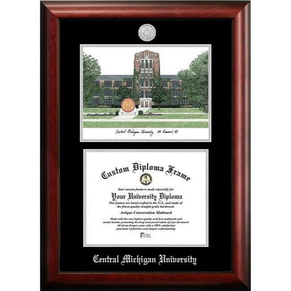 Campus Images MI999LSED-1185 11 x 8.5 in. Central Michigan University Silver Embossed Diploma Frame with Lithograph