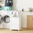 thumbnail image 6 of Ironing Board with Storage Cabinet, Folding Ironing Board with Extra Storage, Solid Wood Fold Down Ironing Station with Heat-Resistant Sponge for Small Spaces, Laundry Room (Antique White), 6 of 7