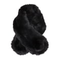 thumbnail image 2 of Gustave Women Faux Fur Collar Scarf Winter Warm Plush Fluffy Short Scarves Soft Cozy Loophole Scarf Neck Warmer with Pom Poms "Black", 2 of 9
