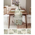 thumbnail image 3 of Table Runner Dresser Scarves 70 Inch Long,Blossom Daisy Flower Green Leaves Linen Dining Table Runners Botanical Foliage on Vintage Letter Tabletop Scarf for Wedding Holiday Party Kitchen, 3 of 9