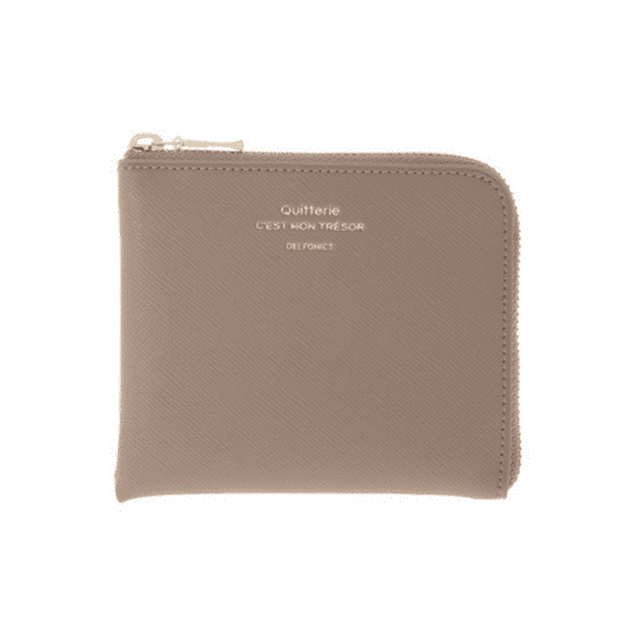 Delfonics Quitterie Half Zip Card Case: 4.3 in. x 3.8 in. (Greige)