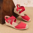 thumbnail image 6 of CYMMPU Women's Cross Elastic Strap Closed Toe Espadrille Wedge Sandals, Slingback Summer Casual Shoes Red 36, 6 of 6