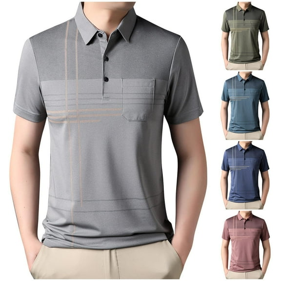 Xunlbb Mens Shirt Mens Dress Shirts Mens Fashion Casual Solid Pullover Round Neck Buttons Short Shirts Gift for Him, M-3XL