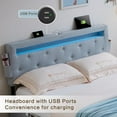 thumbnail image 2 of Miniyam Upholstered Full Size Bed with USB Charging Station, LED Lights, Storage Drawers, Light Gray, 2 of 7
