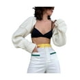 thumbnail image 2 of Txlixc Abrigo de suéter de punto ultracorto para mujer, ropa de versión suelta simple de estilo sexy Txlixc Moda, 2 of 10