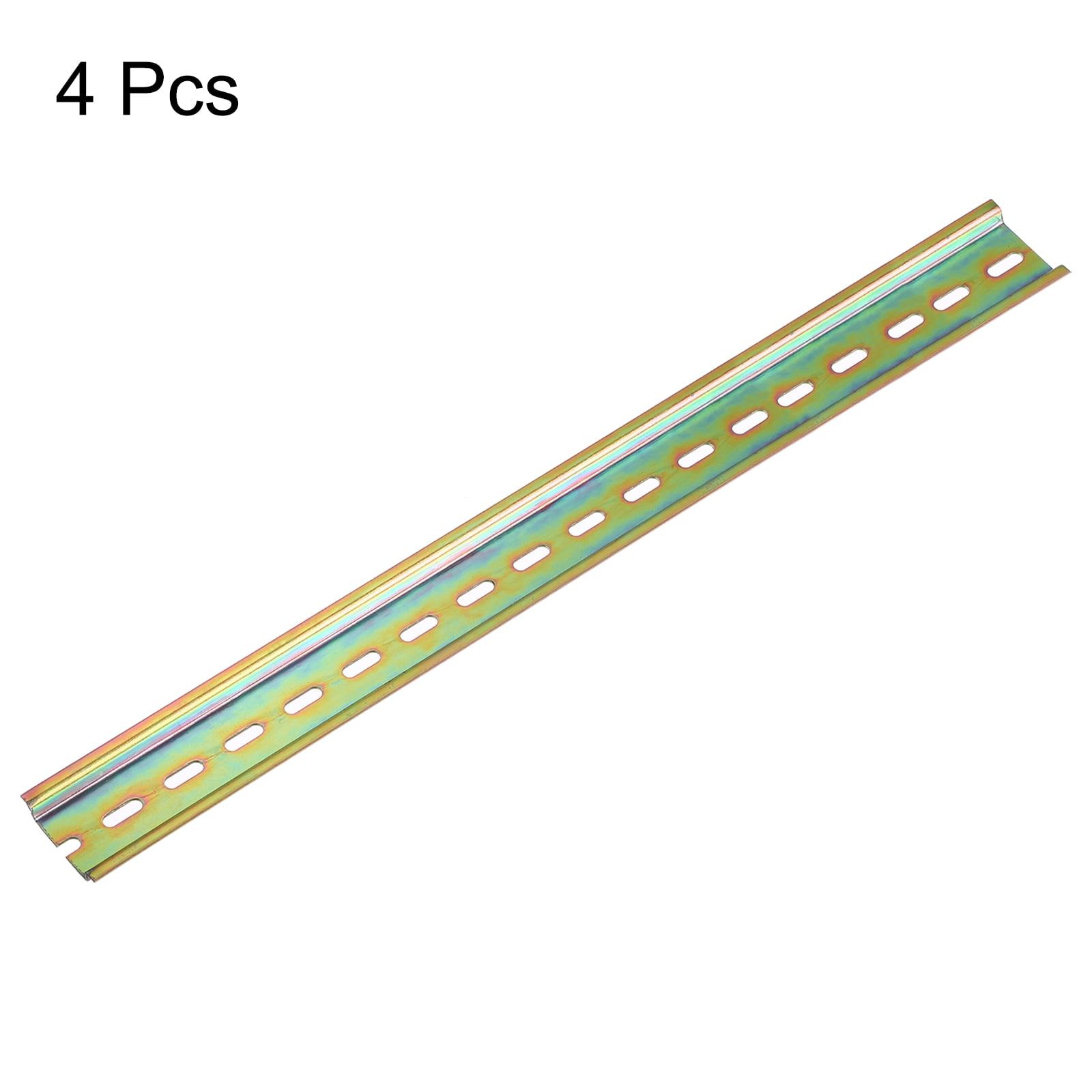 4 Pcs DIN Rail Slotted Iron Mounting Guide 20"(500mm) x 35mm x 7.5mm High Bronze Tone