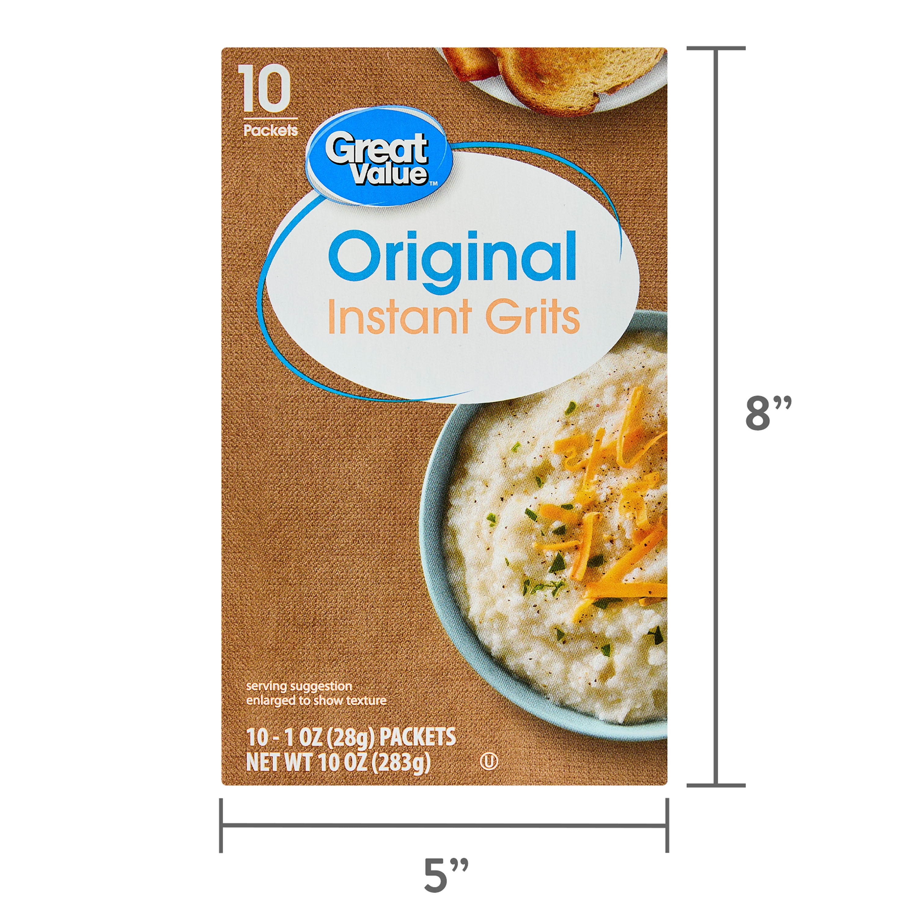 Great Value Original Instant Grits, 1 oz Box, 10 Count (Shelf-Stable Granules)