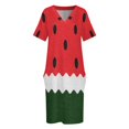 thumbnail image 3 of Vestido largo con bolsillos sueltos y estampado de sandía brillante, ropa de verano para mujer 2025, vestido de dama de honor para mujer., 3 of 6