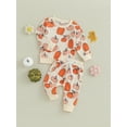 thumbnail image 3 of SUNSIOM Baby 2Pcs Halloween Outfits Long Sleeve Pumpkin Pattern Sweatshirt + Pants Set Toddler Clothes, 3 of 8