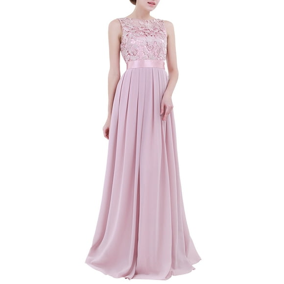 zdhoor Women's Sleeveless Embroidered Lace Bridesmaid Dress Ladies Formal Long Evening Elegant Gown Dusty Rose 16
