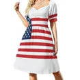 thumbnail image 2 of Bandera estadounidense: estrellas y rayas rojas, blancas y azules. Vestido sin mangas con estampado patriota estadounidense. Vestidos de verano para mujer. Vestido femenino., 2 of 7