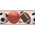 thumbnail image 5 of Dundee Deco's Peel and Stick Wallpaper Border - Sports Orange White Brown Balls Wall Border Retro Design, 15 ft x 7 in, Self Adhesive, 5 of 6