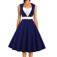 thumbnail image 1 of Robe d'Été pour Femmes 2024 Mode Grande Taille Robe Contrastée Sans Manches Col en V Robe Aguichant 50 % de Réduction!, 1 of 4