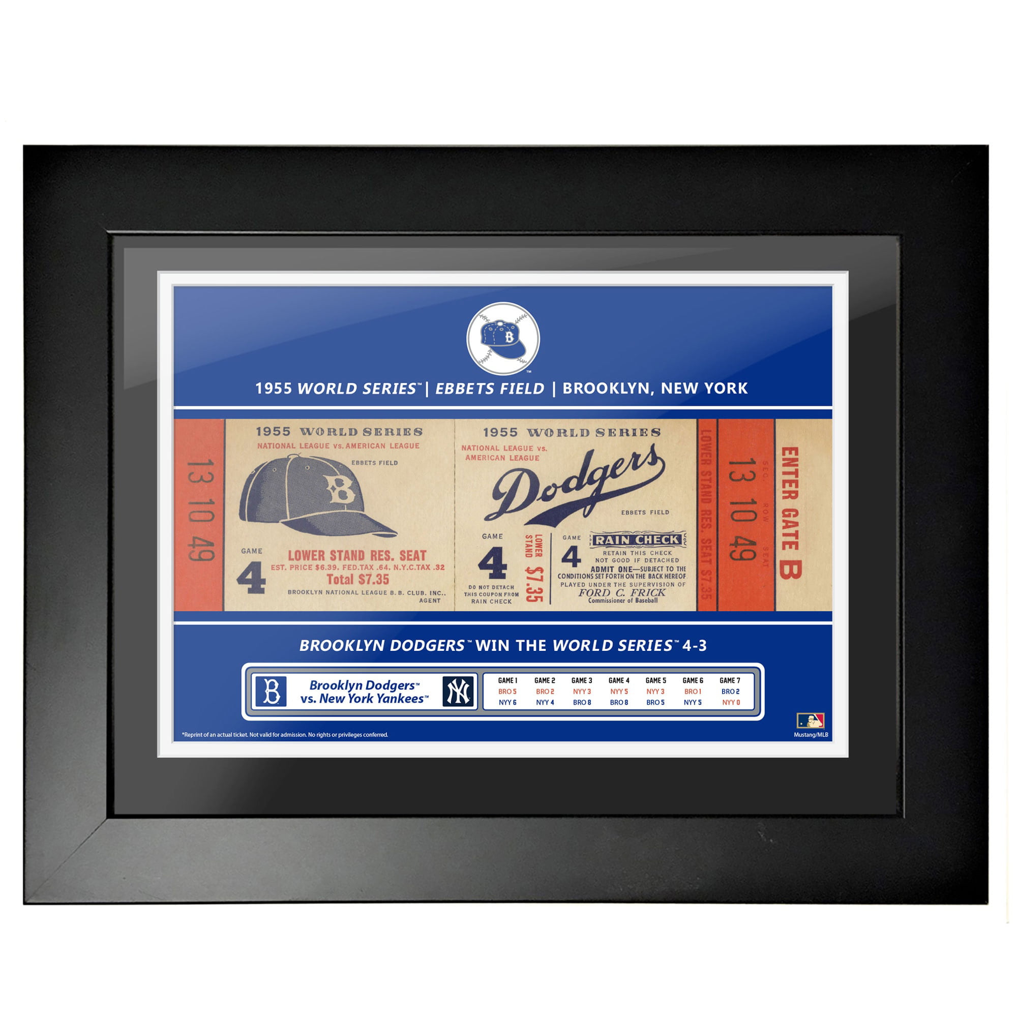 Size: 20 x 26 Framed Mustang Product Los Angeles & Brooklyn Dodgers World Series Tickets to History Photo 