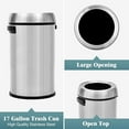 thumbnail image 2 of Basics Round Stainless Steel Trash Can with Open Swing lid, Large Kitchen Round Can - 65 Litre/ 17.2 Gallon, Silver, Black,White, 2 of 7