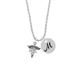 thumbnail image 2 of Delight Jewelry Silvertone Caduceus - DA Silvertone Script Initial Disc - M - Charm Necklace, 20"+3", 2 of 4