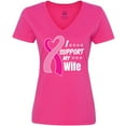 thumbnail image 3 of Inktastic Breast Cancer Awareness I Support My Wife with Pink Ribbon Women's V-Neck T-Shirt, 3 of 5