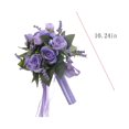 thumbnail image 2 of Xiao Hua Ramo de flores de mano para novia, ramo de seda simulado para dama de honor, decoración de San Valentín, suministros para fiestas de boda, decoración del hogar, 1 pieza, morado, 2 of 4