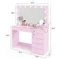 thumbnail image 7 of Boahaus GRWM Diana Pink Makeup Vanity with 7 Drawers, Mirror, Lights & Charging Station, 7 of 7