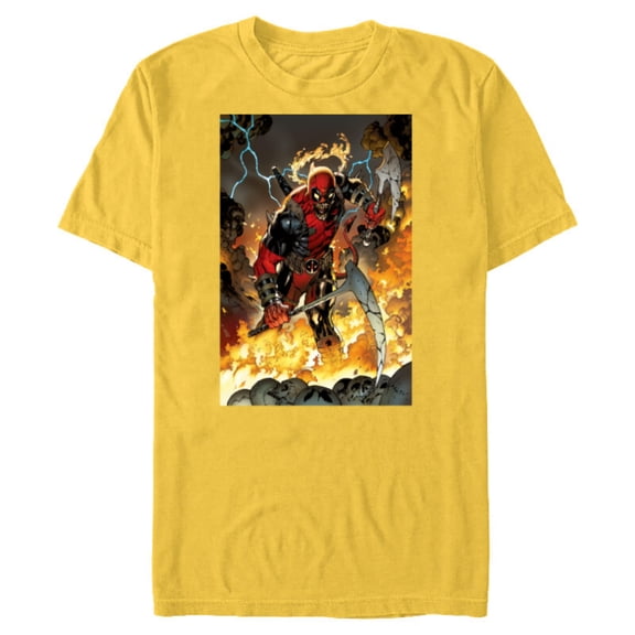 Marvel Deadpool Demonic Dark Marvel Variant Comic Cover - Short Sleeve Blended T-Shirt for Adults - Customized-Yellow