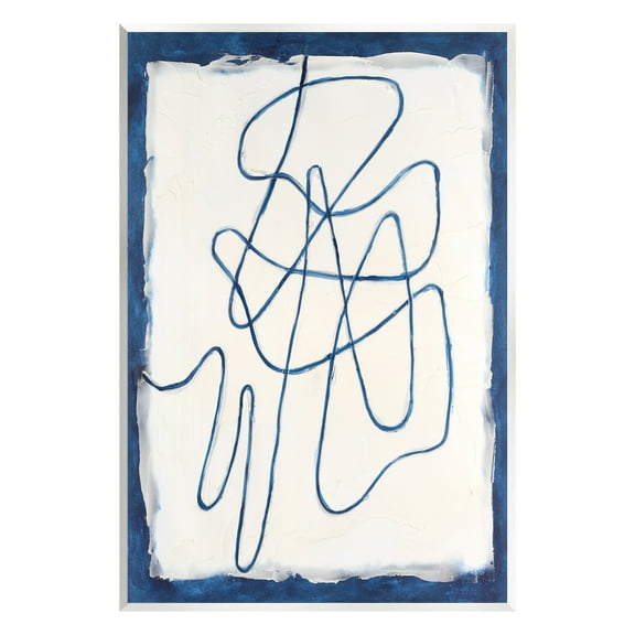 Stupell Industries Blue Line Abstraction Abstract Painting Unframed Art Print Wall Art, 10 x 15