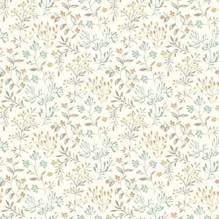 Chesapeake Tarragon Pastel Dainty Meadow Wallpaper, 20.5-in by 33-ft