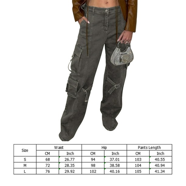 Mymisisa Vintage Baggy Pants High Waist Cargo Pants Y2K Multi Pockets Women  Streetwear 