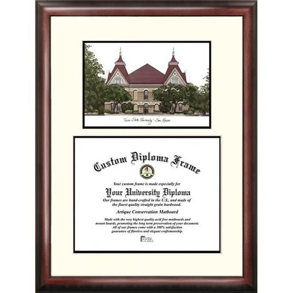 Campus Images  Texas State  San MarcosScholar Diploma Frame Lithograph with Diploma