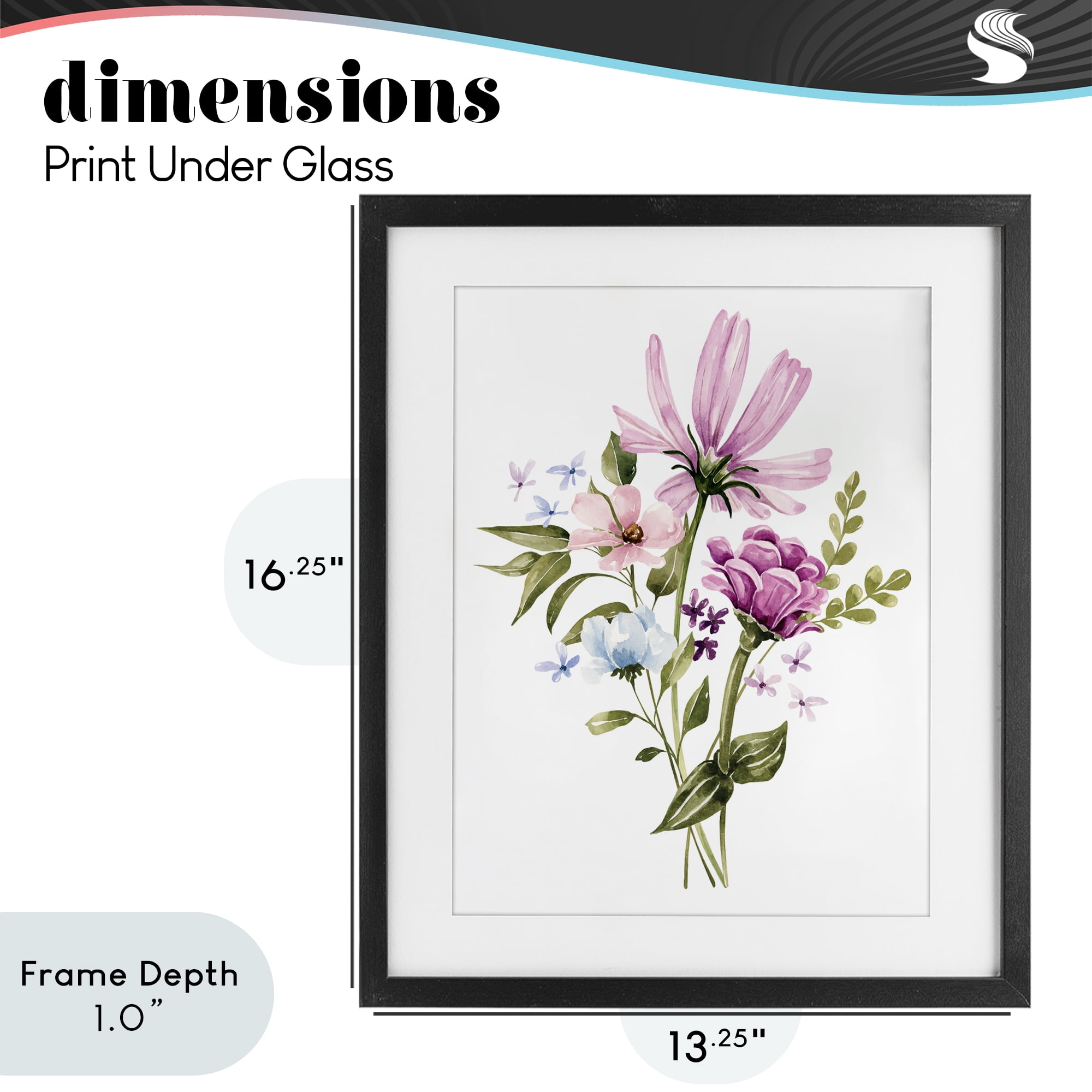 Stupell Industries Wildflower Fields Floral Bundle Black Framed Print Under Glass, design by Bethany Sandoval