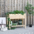 thumbnail image 2 of Outsunny Jardinière Surélevée en Bois avec Tablette de Rangement, Bois Naturel, 2 of 10