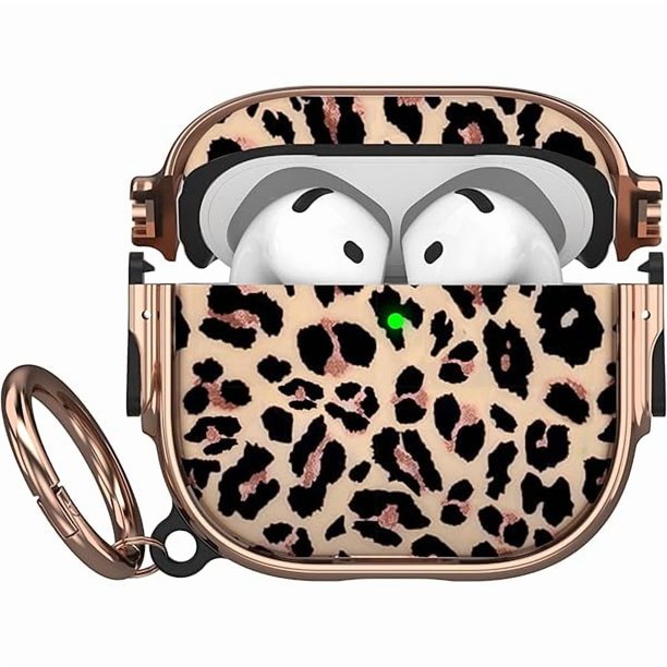 wonima11 Maxjoy for AirPods 4 Case with Lock, Cute AirPods 4 Case Lock Protective Hard AirPod 4 Generation Cover for Women Men with Keychain Clip for AirPod 4th Generation Cover 2024, Leopard