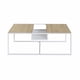 thumbnail image 1 of Mesa de Centro Rectangular Color Blanco y Madera con 2 Tableros y Estructura Metálica de Acero MDP 100cm (Ancho)*60cm (Profundo), 1 of 1