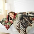 thumbnail image 5 of Manfei Christmas Flower Queen Comforter Set,Vintage Western Train Bedding Sets,Red Beige Brown Bedding Comforter Set For Men Women,Microfiber Bedroom Decor Reversible,3pcs, 5 of 9