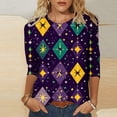 thumbnail image 1 of TaTaai Carnival Women's Casual Print Round Neck 3/4 Sleeve T-Shirt Loose Top Gift, 1 of 5