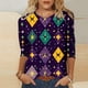 thumbnail image 1 of TaTaai Carnival Women's Casual Print Round Neck 3/4 Sleeve T-Shirt Loose Top Gift, 1 of 5