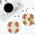 thumbnail image 4 of Yiaed Frog Sitting On Mushroom Print Leather Coasters for Drinks - Cup Coasters Coffee Table Kitchen Table Bar, Home & Office Gifts Handmade Drink Coasters-Round Shape, 4 of 6