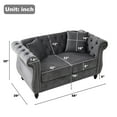 thumbnail image 3 of 2 Piece Chesterfield Velvet Sofa, 80" 3-Seater and 59" Loveseat Sofa Set, Tufted Couch with 4 Pillows,Rolled Arms and Nailhead for Living Room, Bedroom, Office, Grey, 3 of 9