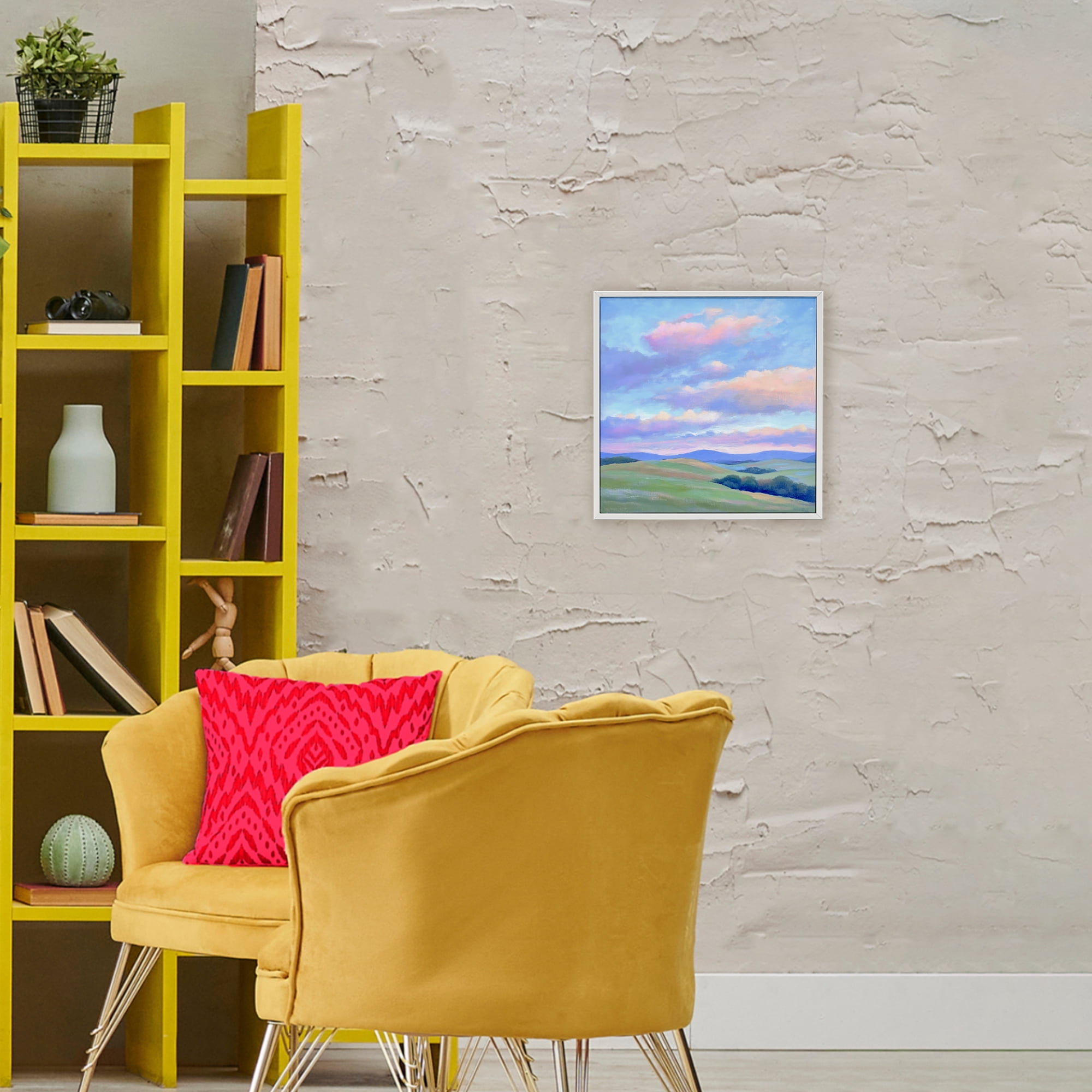 Stupell Industries Rolling Hills with Soft Sunset White Framed Giclee Art, design by Creative Studio