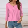 thumbnail image 4 of 3/4 Length Sleeve Womens Tops 2026 Spring Summer Trendy Tee Shirts Dressy Casual Business Work Blouses Outfits Pink M, 4 of 5