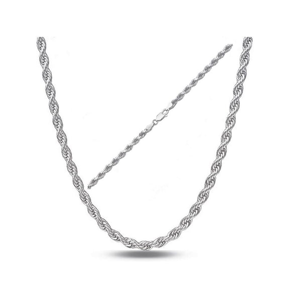 Solid Sterling Silver Diamond Cut Rope Chain Necklace Italian Made 925 Stamp