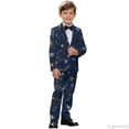 thumbnail image 4 of Whosucclay Space Print Elastic Waist Slim Fit Tuxedo, 2 Piece Boy Suits Single Button Polyester Fabric Formal Wear Outfit for Wedding Kindergarten Graduation, 4 of 10