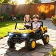 thumbnail image 2 of Qaba 24V Kids Ride on Tractor, 4WD 2 Seater Electric Vehicle, Yellow, 2 of 10
